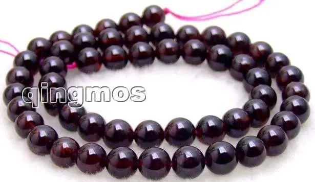 

SALE Genuine small 7-8mm Round high quality natural brown garnet Beads strand 15"-los201
