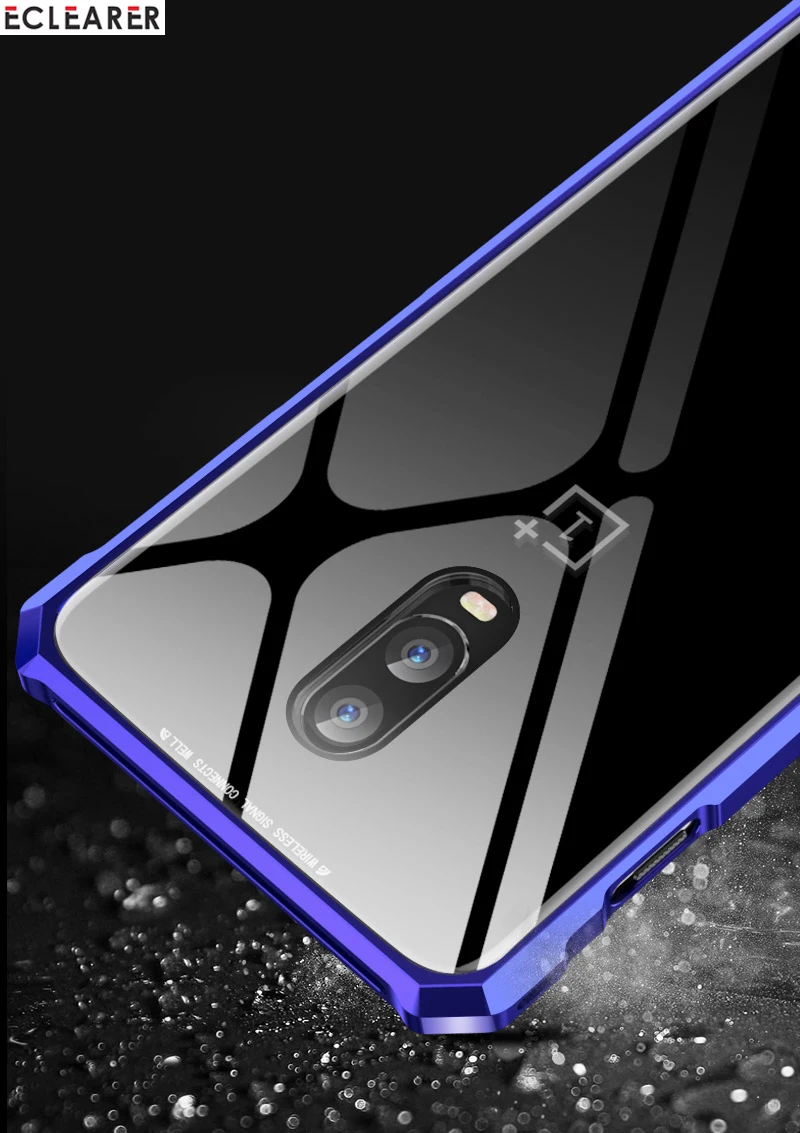Чехол для OnePlus 6T One Plus 6T премиум-класса, алюминиевый металлический чехол в форме бриллианта для OnePlus 6T 9 H, прозрачная задняя крышка из закаленного стекла