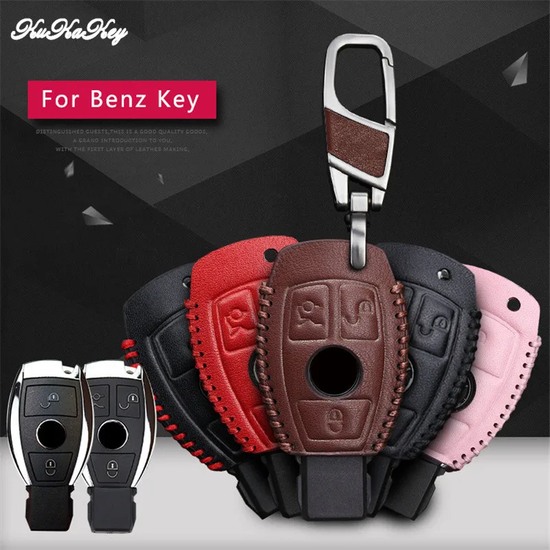 KUKAKEY 2/3 Кнопка чехол для ключей из натуральной кожи Mercedes Benz W203 W210 W211 W124 умный