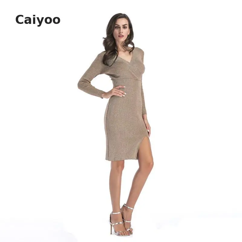 Poncho Direct Selling V-neck Jumper 2018 Autumn Winter New Style V Sleeved Pencil Skirt Knitted Sweater Dress Malha Feminina | Женская