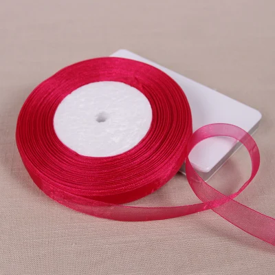 Ярко-розовая/органза цвета фуксии шифоновая кружевная лента для свадьбы