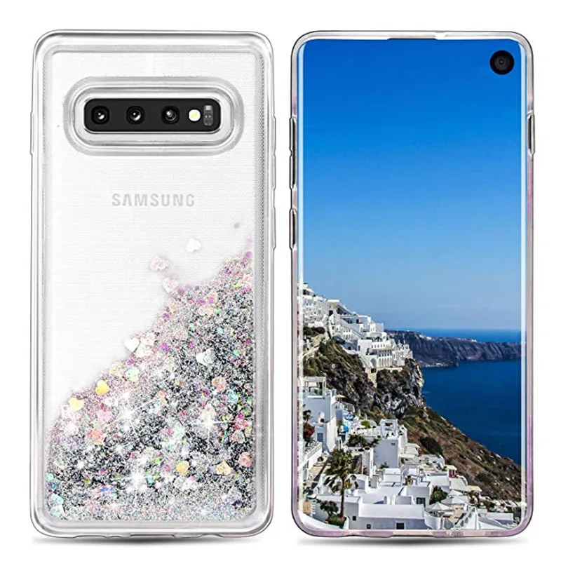 Блестящий Жидкий чехол Quicksand для samsung Galaxy S10, чехол с водопадом, ослепительный, сверкающий двухслойный прозрачный тонкий стильный