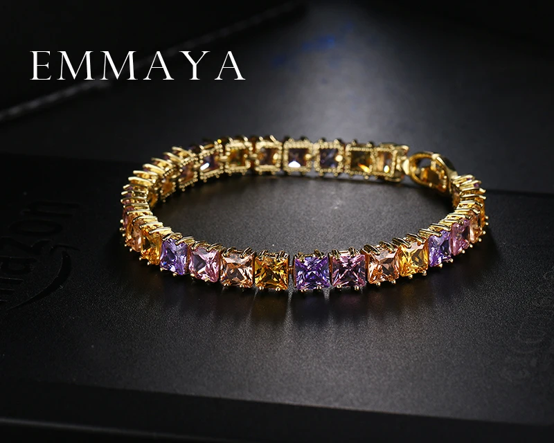Женские браслеты для тенниса Emmaya AAA + элегантные квадратные многоцветные цвета