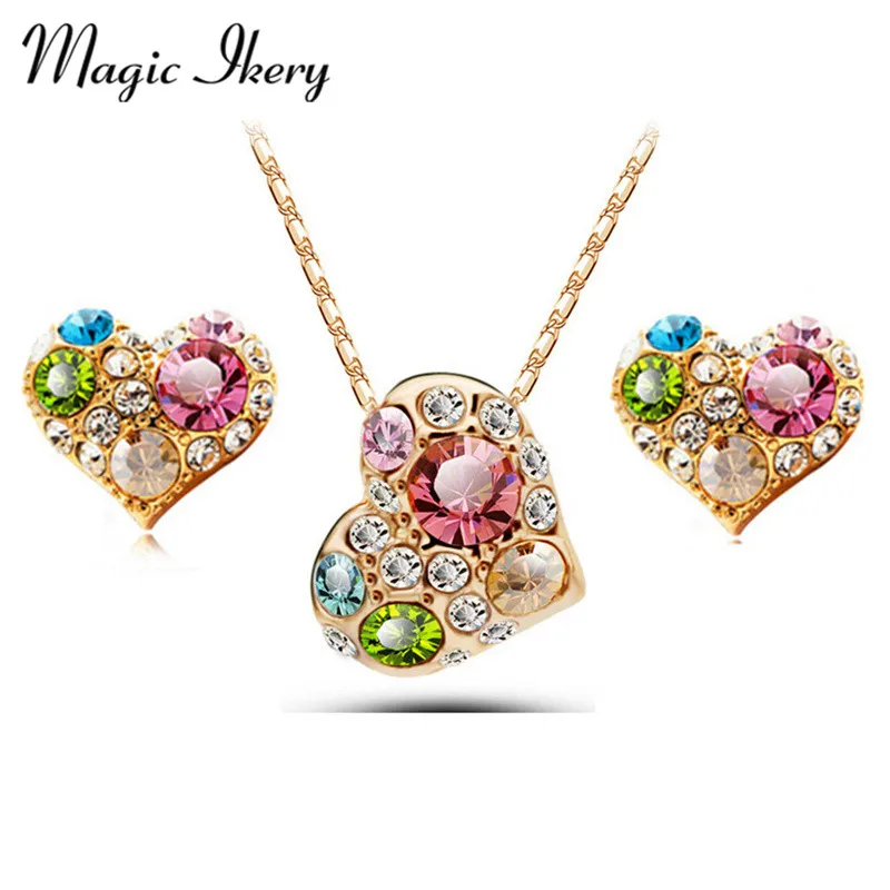 Комплект ювелирных украшений Magic Ikery розовое золото с кристаллами для невесты