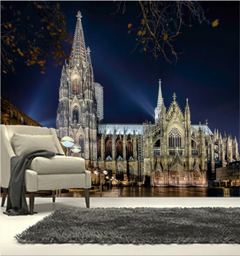 Пользовательские 3D большой росписи эстетический великолепный храм под ночной