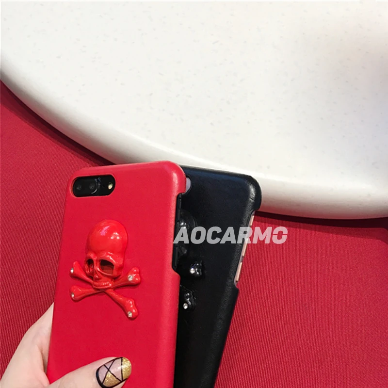 Aocarmo 3d тисненый череп ретро кожаный чехол для задней панели телефона iPhone 6 6S 7 7Plus 8