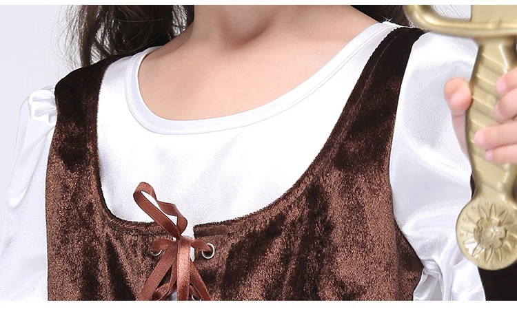 Y03-X030 Children kid's Cosplay girl Princess Dress Halloween Party Costume Clothes anime performance pirate green dress 1 set | Детская