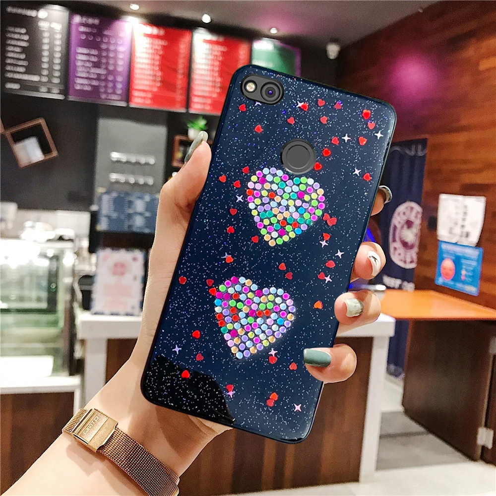 Чехол для Huawei Honor 8 с блестящим Силиконовым чехол Lite Diamond Double Love корпус рисунком Play