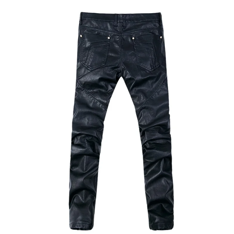 Новое поступление 2018 в стиле панк с принтом череп slim fit из искусственной кожи