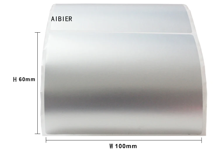 AIBIER 100x60 waterproof PET paper adb self-adhesive label matte silver pet 100*60mm*500pcs/1roll | Электроника