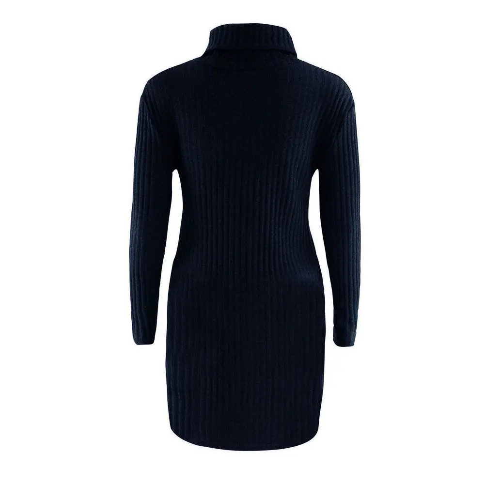 Женский свитер с высоким воротом пуловеры вязаное платье длинным рукавом