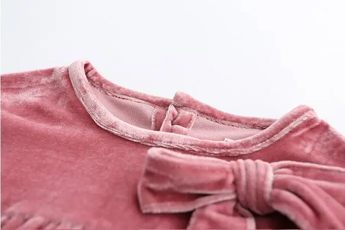 Новинка 2017 года осень Платье для маленьких девочек одноцветное бархат принцессы