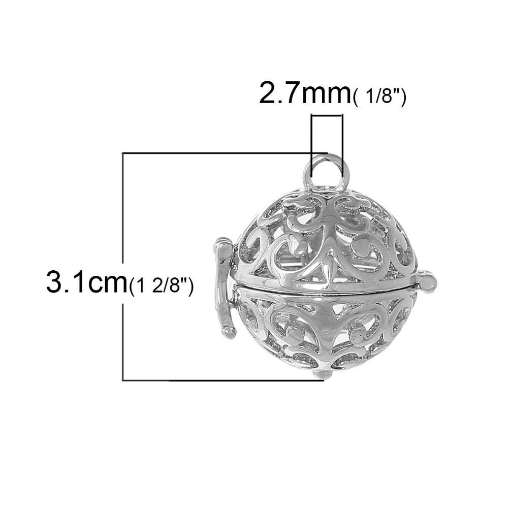 DoreenBeads медные Подвески в форме желаний круглые крылышки серебристого цвета полые