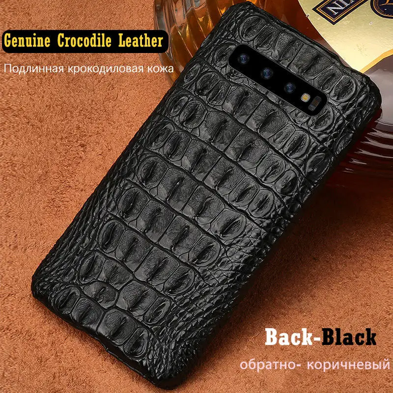 Back - Black Роскошный чехол из натуральной крокодиловой кожи для samsung S10 Plus S10 Lite E Note 10 Pro Чехол ручной работы для Galaxy Note 9 10 8 S9 S8 Plus+ fundas S10e s10Lite S10+ shell couqe - Цвет: Back - Black