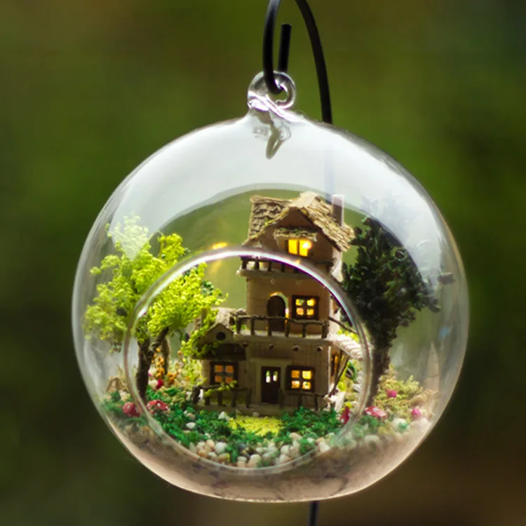 G016 Diy Кукольный дом Miniatura мини стеклянный шар модель строительные наборы деревянный миниатюрный кукольный домик игрушка подарок лесная Вилла