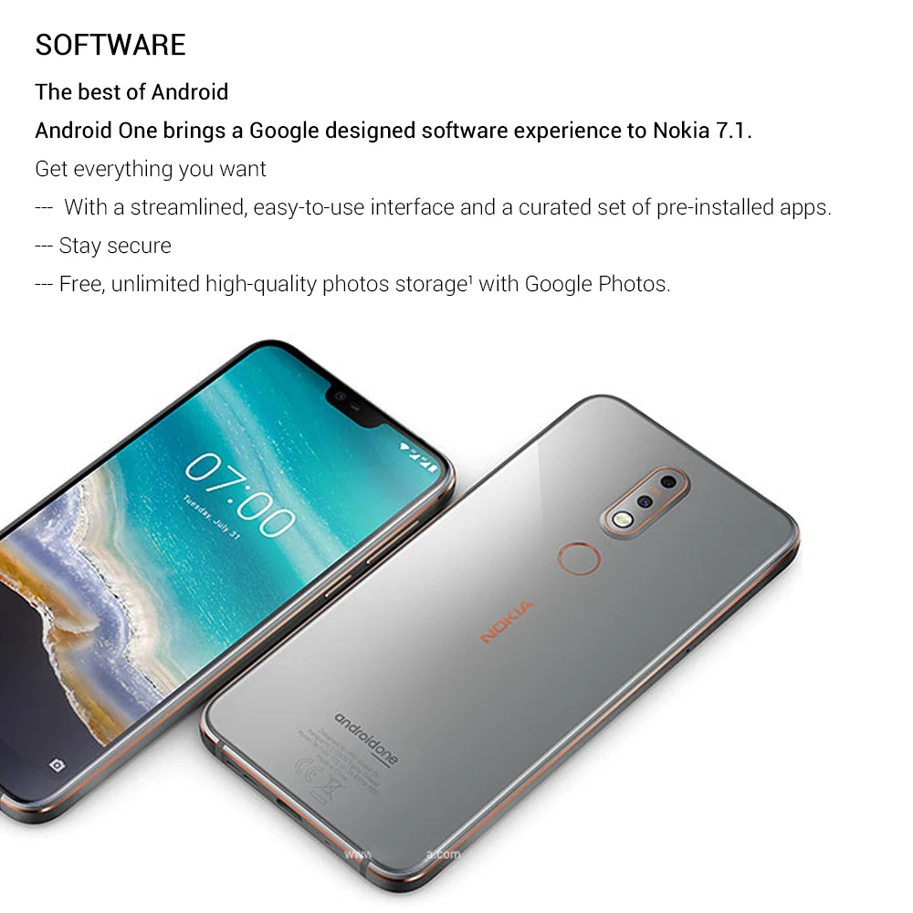 Новый смартфон Nokia 7 1 глобальная версия TA 1097 5 84 дюймов Восьмиядерный Snapdragon 4 Гб ОЗУ