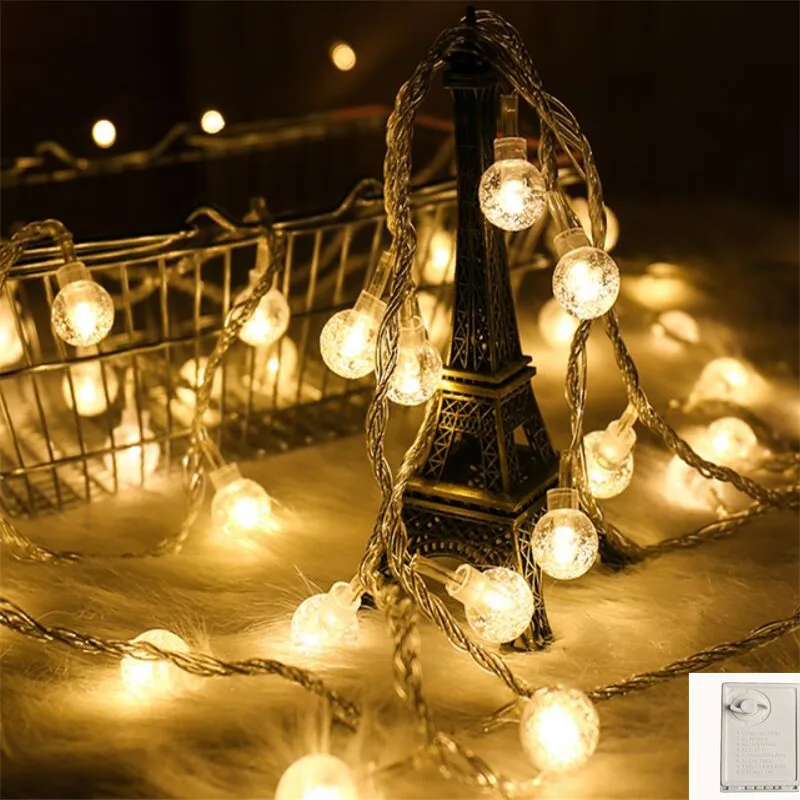 Память 50LED лампочка хрустальный шар гирлянда 10 м Фея Глобус настольная лампа для