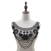 white black exquisite 3d flowers embroidered applique lace neckline collar diy handicraft sewing guipure trimmings for clothing