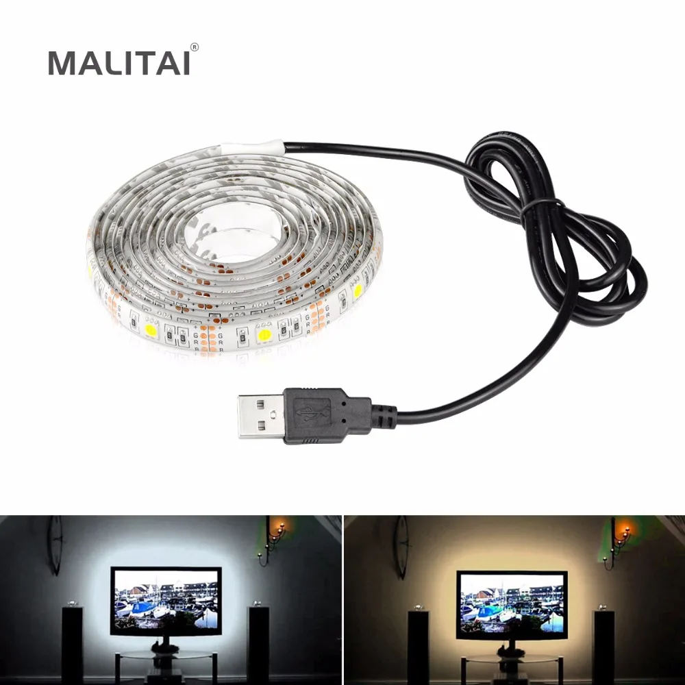USB кабель Зарядное устройство источник питания 5 В USB Светодиодная лента 5050 Рождественский светильник ТВ СВЕТОДИОДНЫЙ подсветка Водонепроницаемая гирлянда RGB/теплый/холодный белый
