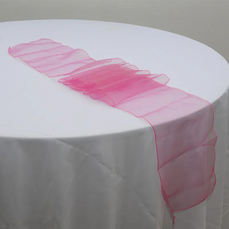 Hot Pink WedFavor 10 шт. 30x275 см Прозрачные скатерти из органзы для вечерние банкетные свадебные украшения стола гостиничные принадлежности для мероприятий - Цвет: Hot Pink