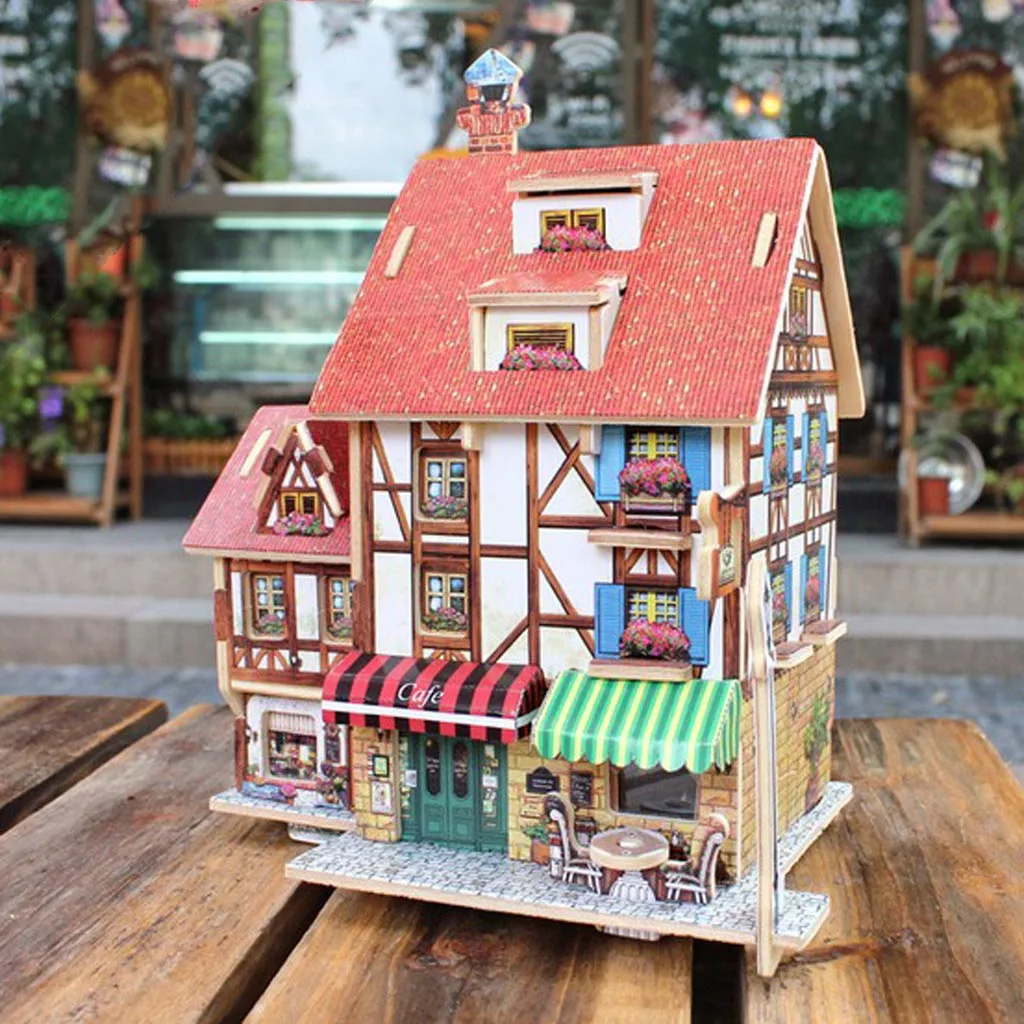 1/24 DIY Миниатюрный Кукольный домик с набором мебели Съемный цветной деревянный