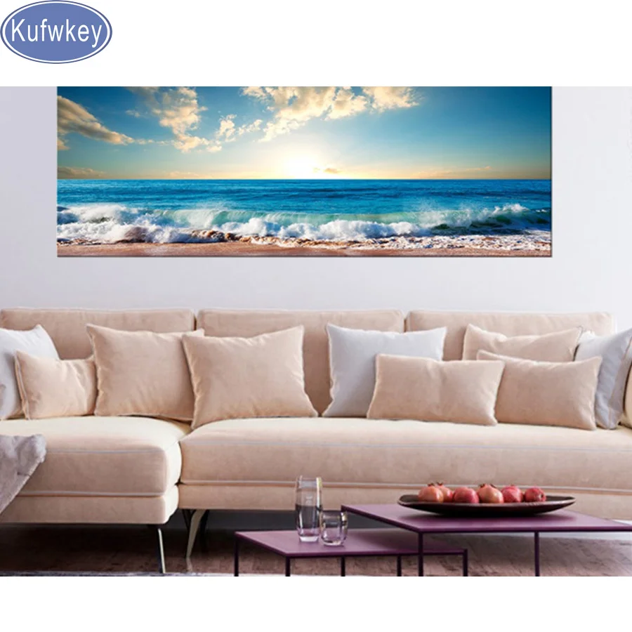 Полноразмерная Алмазная вышивка 5D Океан/волны/морской пейзаж сделай сам