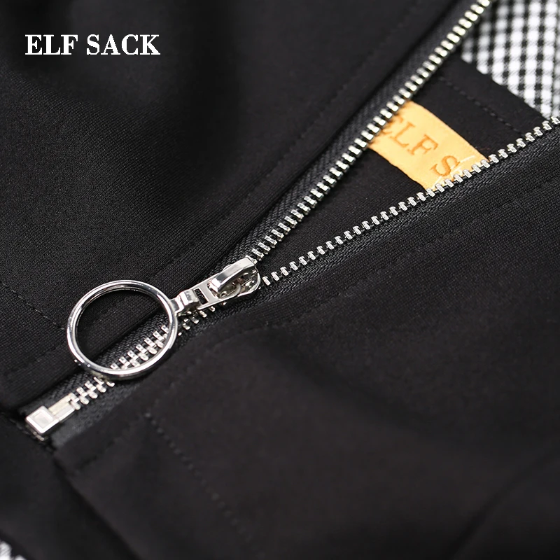 ELFSACK/Новинка женские рубашки повседневные с длинным рукавом в клетку отложным