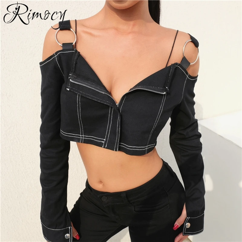 Rimocy 2019 новые весенние женские короткие danim куртки мотоциклетная куртка Высокая
