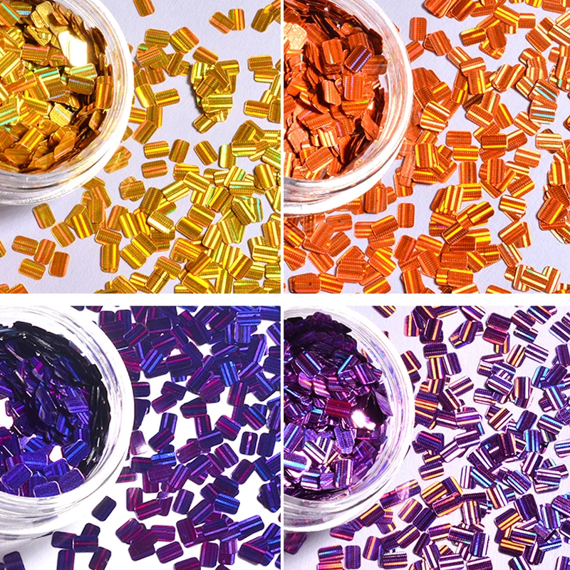 12 коробок в упаковке набор лазерных блесток для ногтей прямоугольная полоса