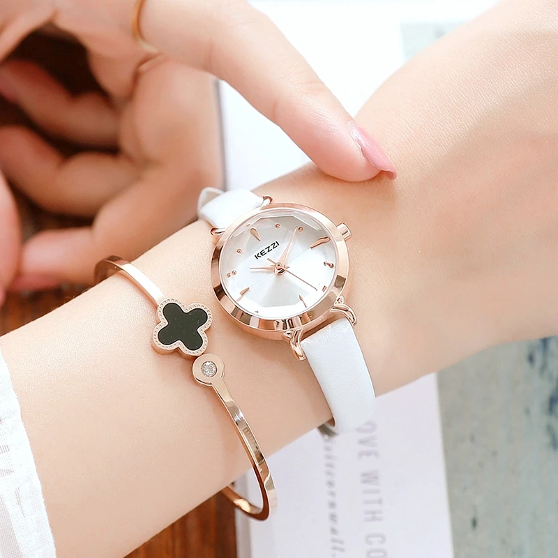 Korean style Lady Watch Shining dress Match Fashion Student Watch Simple Waterproof wrist watch  with leather watchband