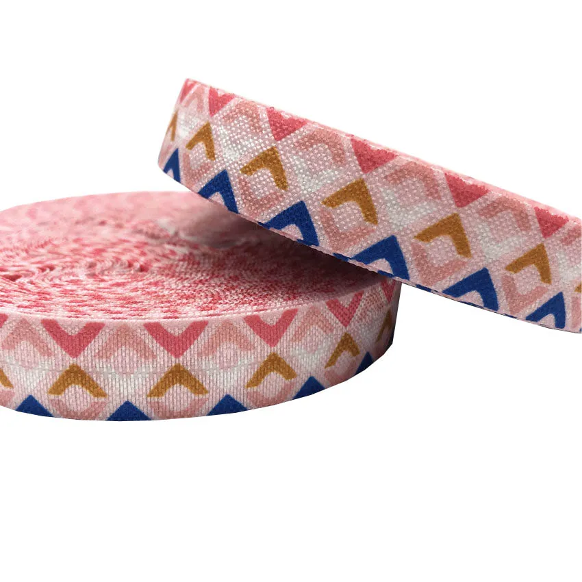 10yard 5/8'' aztec stripe printed fold over elastic hair ties accessories ribbon ponytail holders | Дом и сад