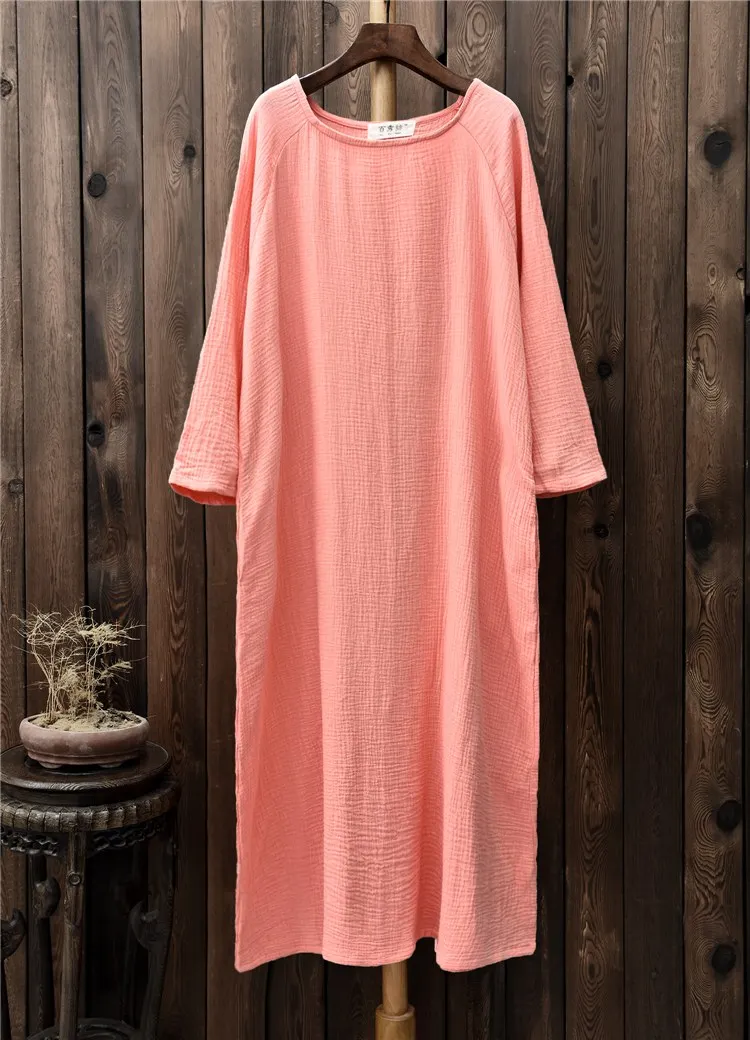 Длинное Хлопковое платье миди с длинным рукавом в китайском стиле|long dress|long dress