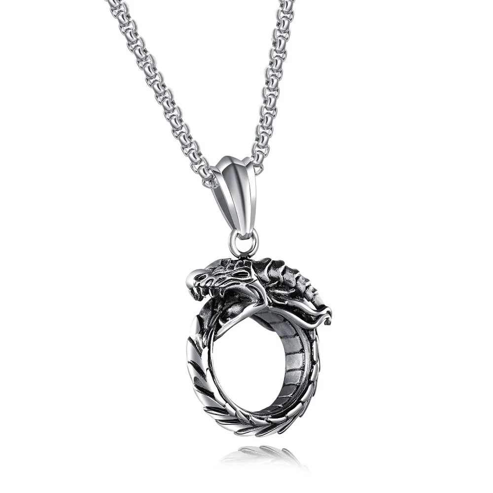 JHSL Classic Male Men Statement Dragon Ouroboros Necklaces &amp Pendants Top Quality Stainless Steel Fashion Jewelry GX1383 | Украшения и
