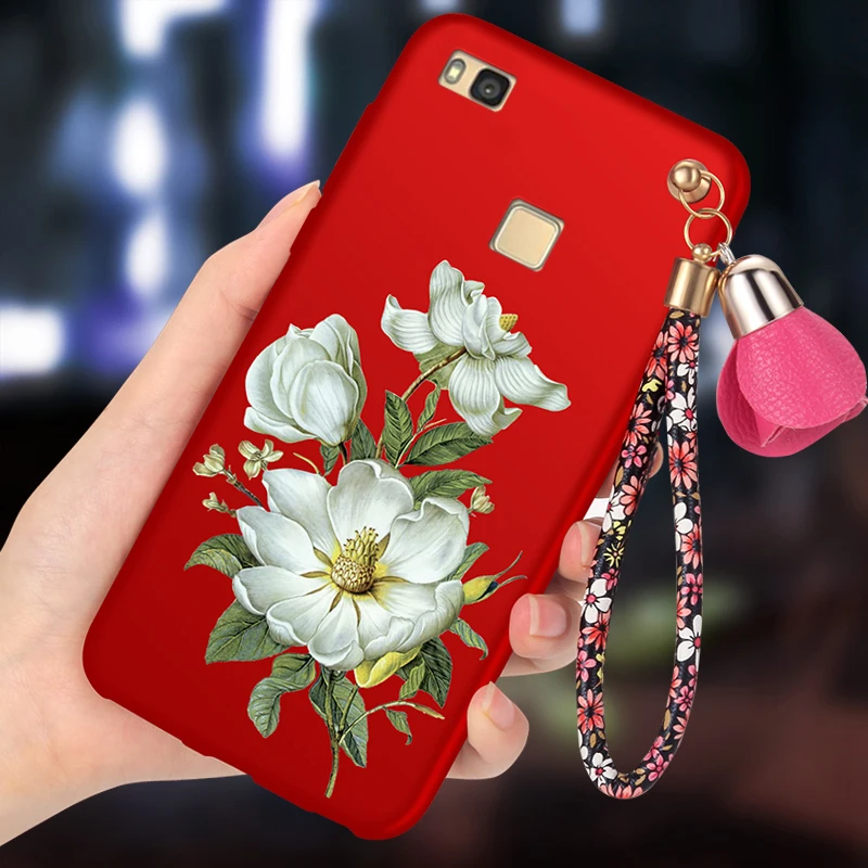 Чехол для Huawei p9 lite силиконовый роскошный 3d чехол с цветами защитная флип сумка
