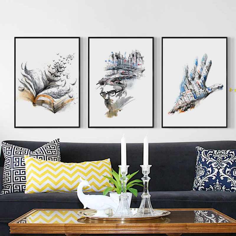 Элегантный поэтический Современный абстрактный акварельный городский угол А4