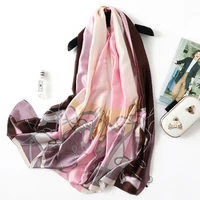 silk scarf woman autumn winter new carriage chain classic pattern printing silk warm neck multifunctional shawl wholesale