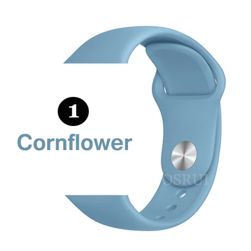 1-Cornflower Ремешок для apple watch correa 42 мм 38 мм iwatch серия 44 мм 40 мм 5 4 3 спортивный силиконовый браслет аксессуары для apple watch - Цвет ремешка: 1-Cornflower
