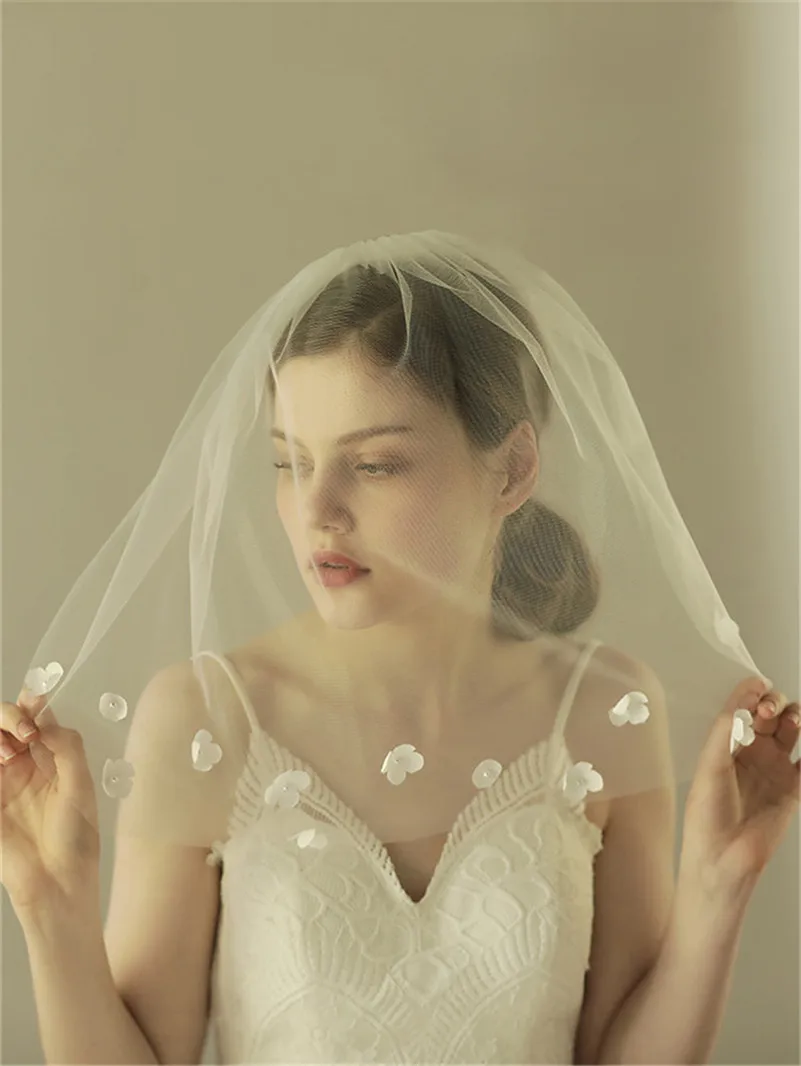 CC свадебная фата короткие мягкие аксессуары для волос невесты романтический