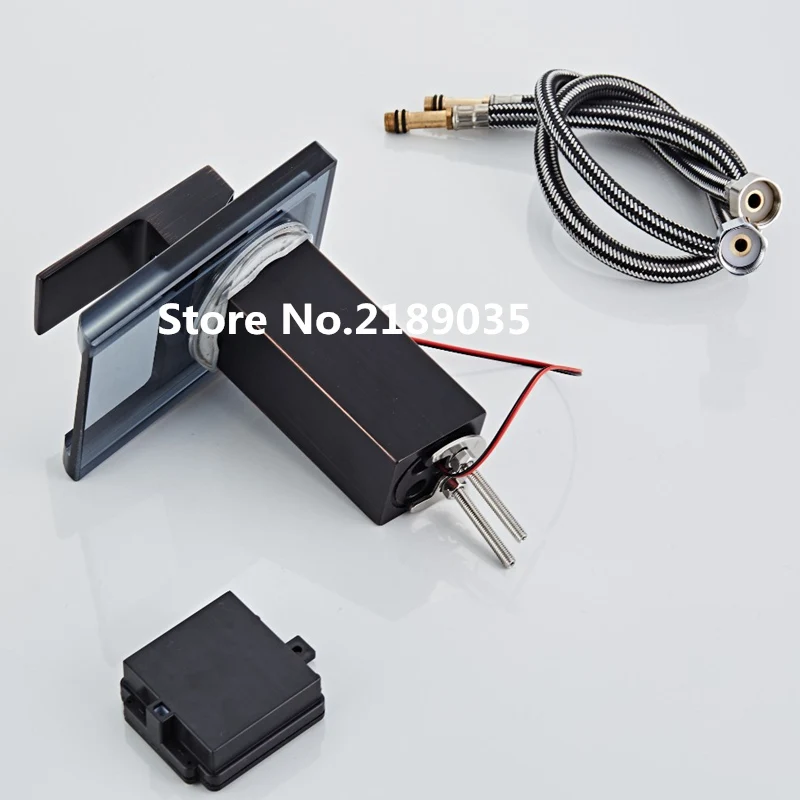 Трехцветный светодиодный светильник стеклянный кран для раковины с водопадом