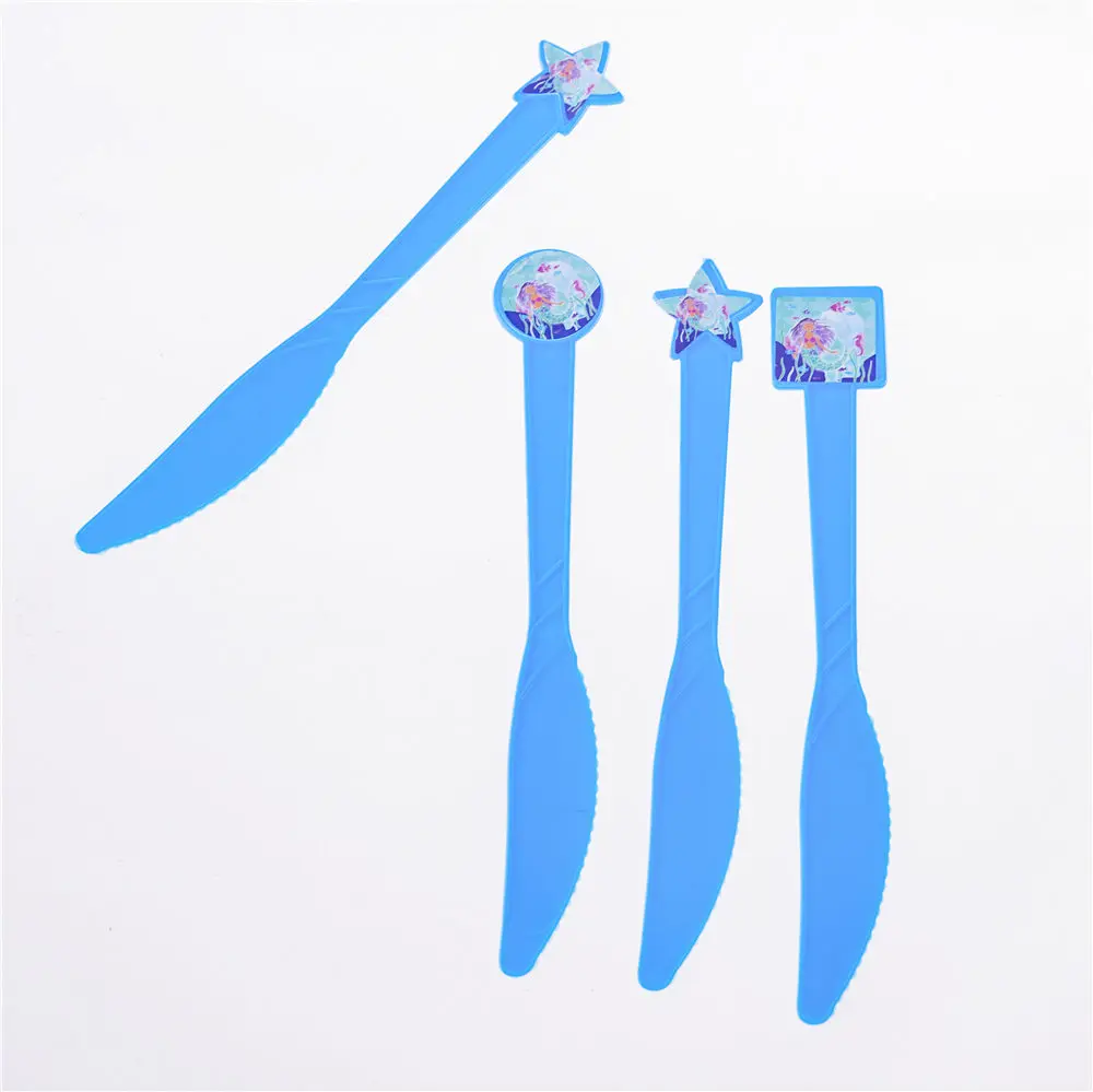 Большая тема принцесс русалки Дети День рождения синий Настольный нож для