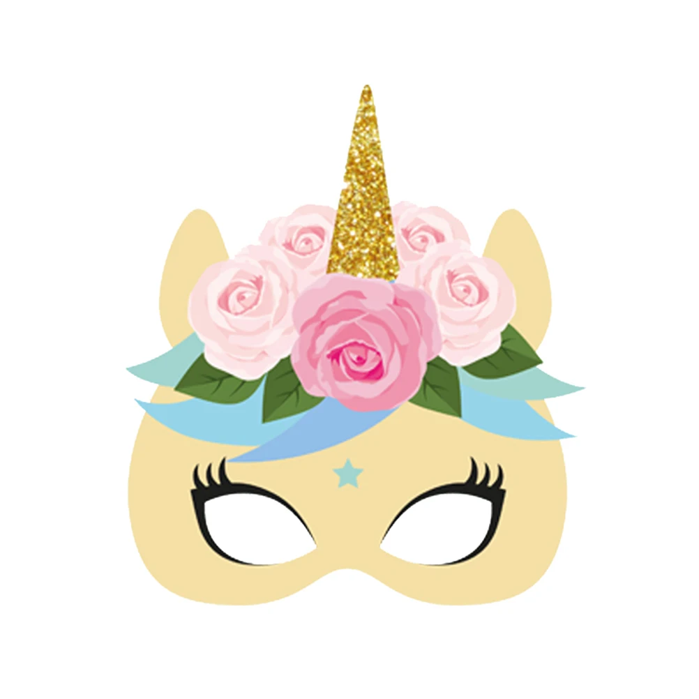 12 шт День рождения красочные единорог маски предметы для вечеринок украшения