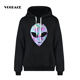 black Vograce Горячая Мода Для мужчин/Для женщин 3D Толстовка печати чужой планете красочные с капюшоном Толстовка Тонкий нейтральной платье рубашка толстовка - Цвет: black