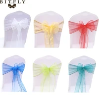bit fly 5pcslot organza wedding chair sashes bow chair knot for wedding party banquet chairs decorations event party supplies