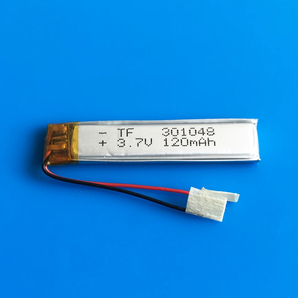3,7 V 120mAh литий-полимерный перезаряжаемый lipo-аккумулятор, настраиваемый оптом CE FCC паспорт безопасности токсичных веществ для MP3 bluetooth гарнитуры 301048