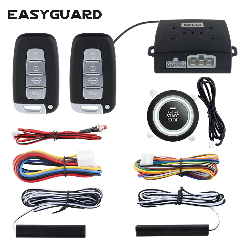 EASYGUARD система входа без ключа старт/стоп pke Автомобильная сигнализация кнопка старт/стоп центральный Автомобильный Замок автомобильной сигнализации удаленный запуск двигателя