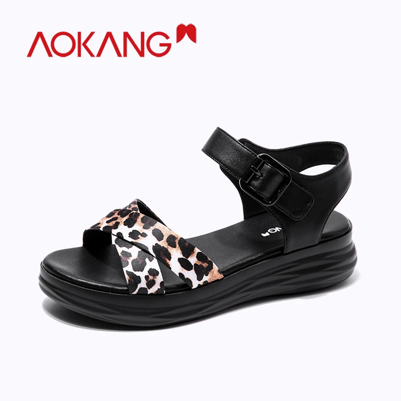 AOKANG/женские босоножки на танкетке летние туфли высоком каблуке женские