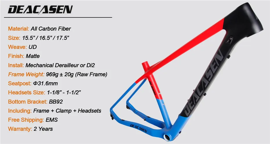 2018 newest Deacasen Carbon mtb Bike Frame Di2 or Mechanical 15.5/16.5/17.5 clamp headset carbon bicycle | Спорт и развлечения