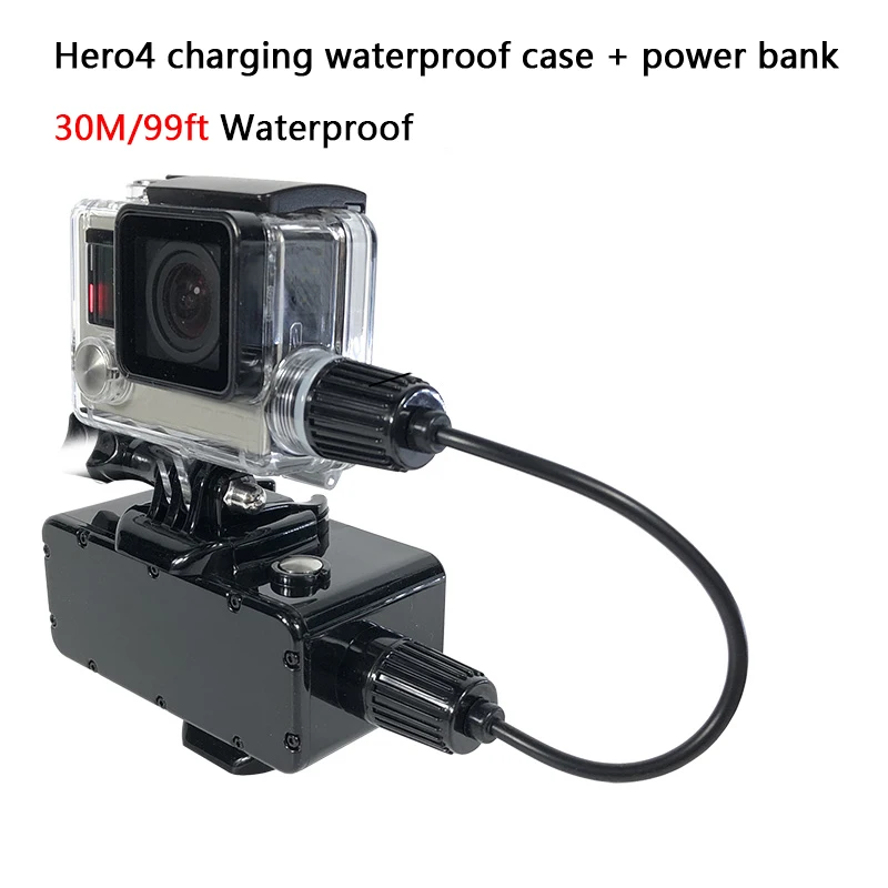 Внешний аккумулятор на 5200 мА · ч 30 м водонепроницаемый внешний для GoPro Hero 9/8/7/6/5/4/3