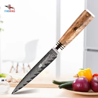 findking aus 10 damascus steel arrow pattern sapele wood handle damascus knife 5 inch utility knife 67 layers fruit knives
