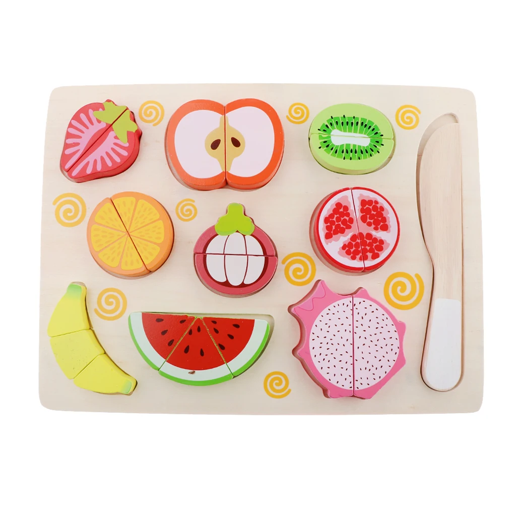

Simulation Fruits and Vegetables Kids Puzzle Game Child Wooden Education Toy Girls Boys Pretend Play Game